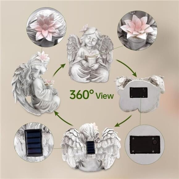 Solar Garden Statue Angel Statue Outdoor Garden Decor Yard - Picture 6 of 7